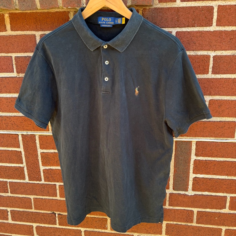 Polo by Ralph Lauren Men's Dark Polo Shirt Slim Fit Large (fits like a M)
